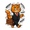 Hard-working business cat with briefcase