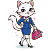 Elegante Business-Katze mit pinker Tasche