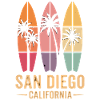 Surfer Palm Trees Retro San Diego