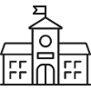 Schulgebäude-Linie-Symbol Bildungscampus Symbol