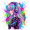 Neon Anime Headphones Portrait