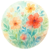 Fleurs Aquarelle Pastel Cercle
