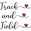 Logo manuscrit d’athlétisme avec des cœurs
