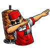 Dabbing Turkish kebab vendor