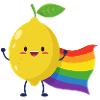 Lemon with rainbow cape