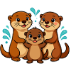 Funny otter family