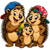 Lustige Igelfamilie mit Basecap
