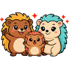 Funny hedgehog family