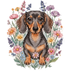 Dackel Wildblumen Aquarell – Botanical Style