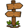 Holzschild im Wald – Comic-Stil