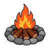Campfire illustration with logs
