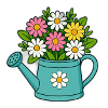 Bouquet of Flowers Watering Can