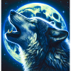 Wolf heult zum Vollmond