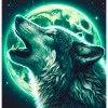 Wolf howls at the Full Moon