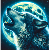 Wolf heult zum Vollmond