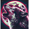 Wolf howls at the Full Moon