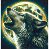 Wolf heult zum Vollmond