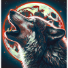 Wolf howls at the Full Moon
