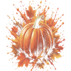 Pumpkin Autumn Splash Art Maple Leaf