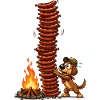 Sausage stack at the campfire