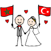 Wedding Couple Morocco Turkey Flag