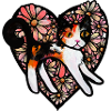 Calico Cat in Flower Heart