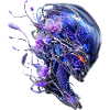 Purple Blue Floral Cyborg Head