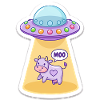 MOO Sjov Alien Ko i UFO Light Beam tegnefilm