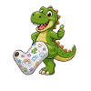Cheerful dinosaur with plaster