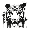Black Splatter Splashed Tiger Splatter
