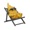 Dwarf in deckchair. Relaxed.