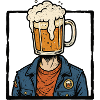 Beer lover, beer-drinking head, vacation trip