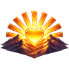 Sun Heart on the Mountain Ridge