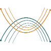 Overlap Rainbow Arcs Teal Amber