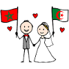 Wedding Couple Morocco Algeria Flag