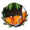 Sleeping fox in the green circle