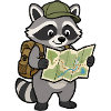 Wandering raccoon with map