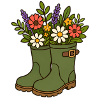 Flowers in rubber boots