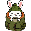 Hiking Bunny in Winter with Coffee