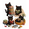 Funny black cat reading