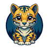 Ocelot Kawaii Maskottchen-Cartoon-Clipart-Logo-Abzeichen