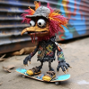 Punk Bird Skateboard Graffiti