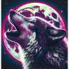Wolf howls at the Full Moon