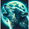 Wolf howls at the Full Moon