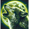 Wolf heult zum Vollmond