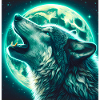 Wolf howls at the Full Moon