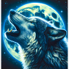 Wolf heult zum Vollmond