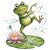 Dancing frog on the lily pad