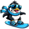 Quirky Pinguin Snowboarder Wintersport