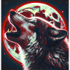 Wolf heult zum Vollmond